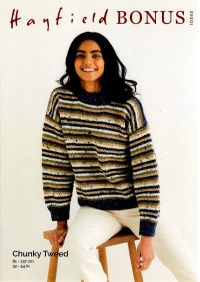 Knitting Pattern - Hayfield Bonus 10343 - Chunky Tweed - Ladies Sweater